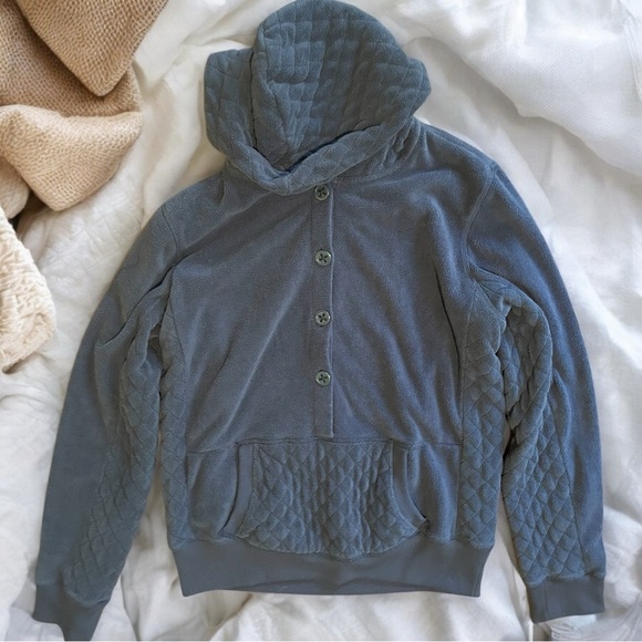 Horny Toad Tops - Horny Toad Blue Fleece Quilted Hoodie Large